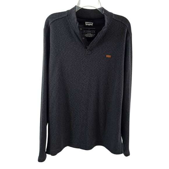 Levi’s Men’s Fleece Lined Henley Pullover Long Sleeve Gray Shirt – Size Large - Picture 10 of 15